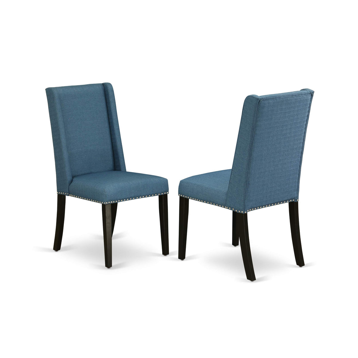 3 Piece Dining Table Set with 2 Blue Linen Fabric Chairs Q60237
