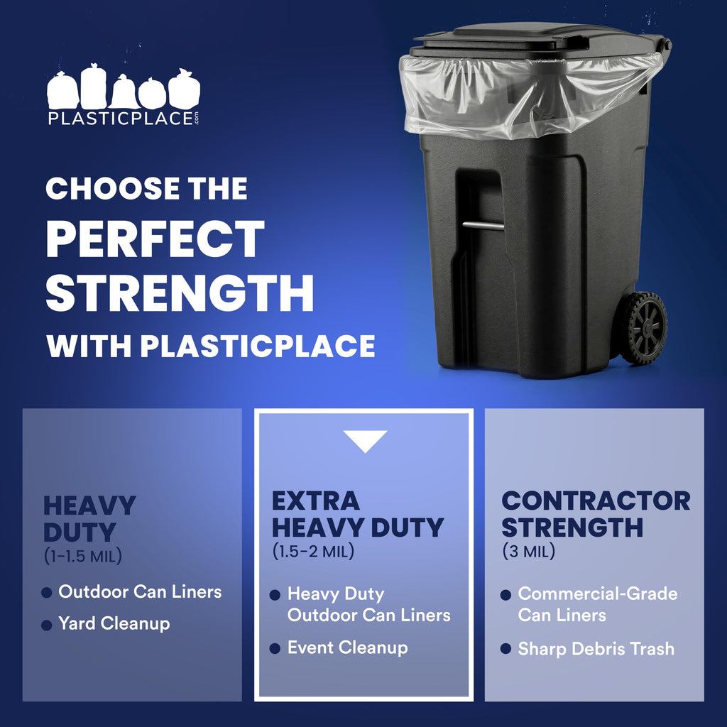 95-96 Gallon 2 Mil Clear Heavy Duty Trash Bags 25 Count F4771