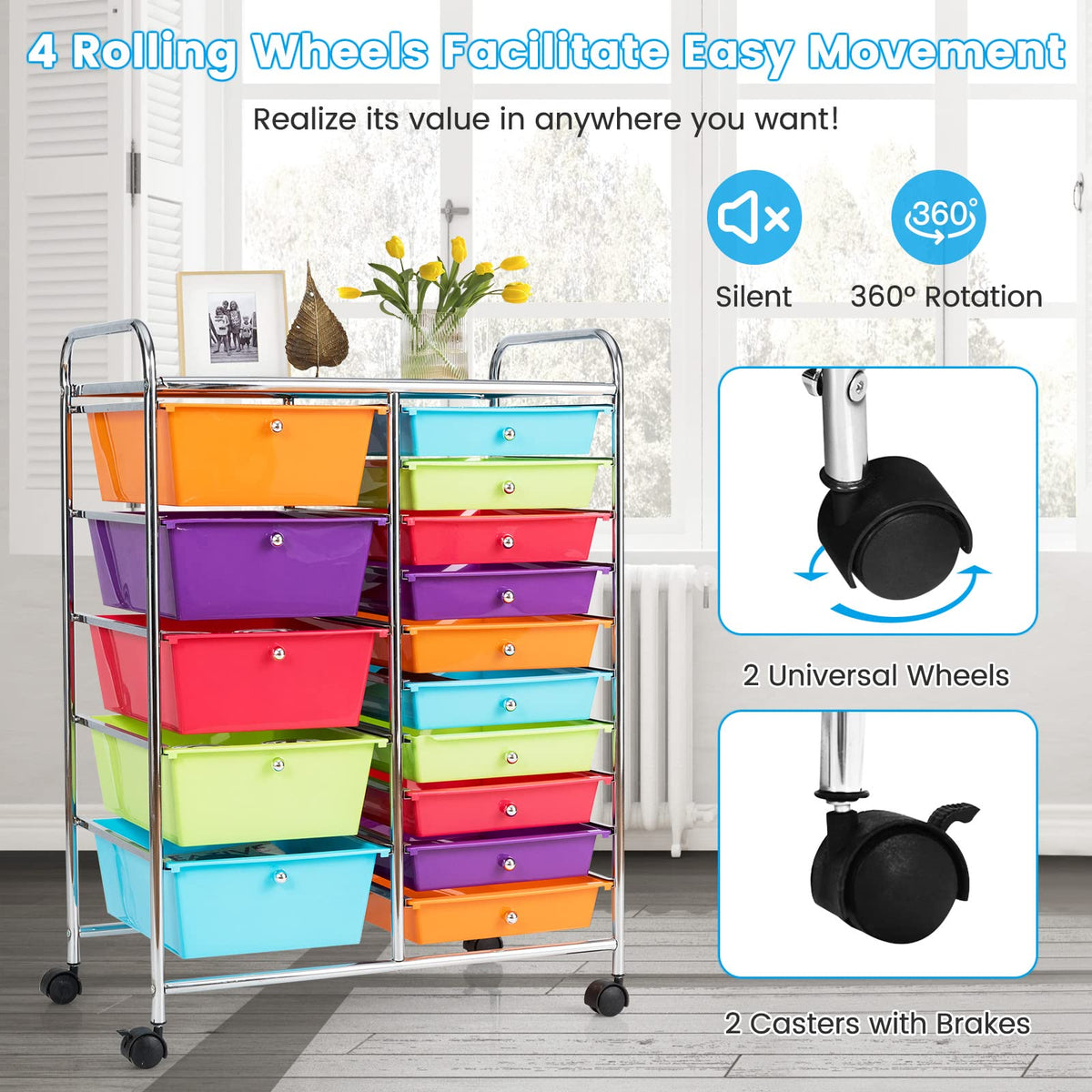 15 Drawer Rolling Storage Cart M45714