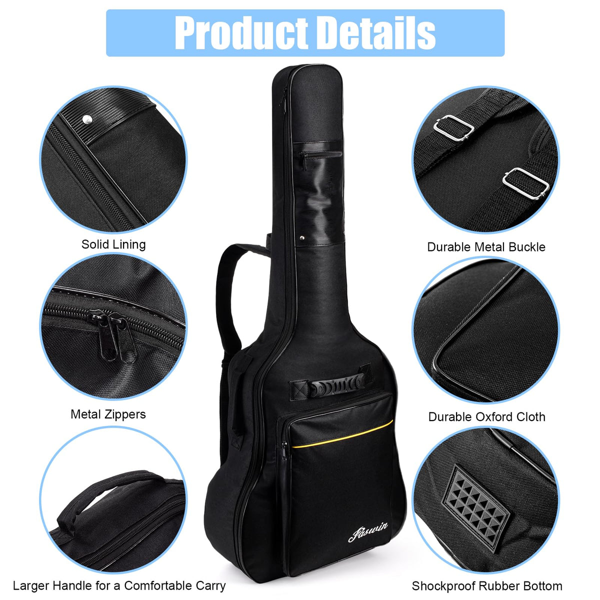 41 Inches Acoustic Guitar Bag Black D307