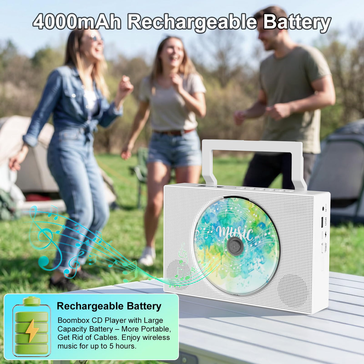 Portable CD Player with Bluetooth & Speakers N11565