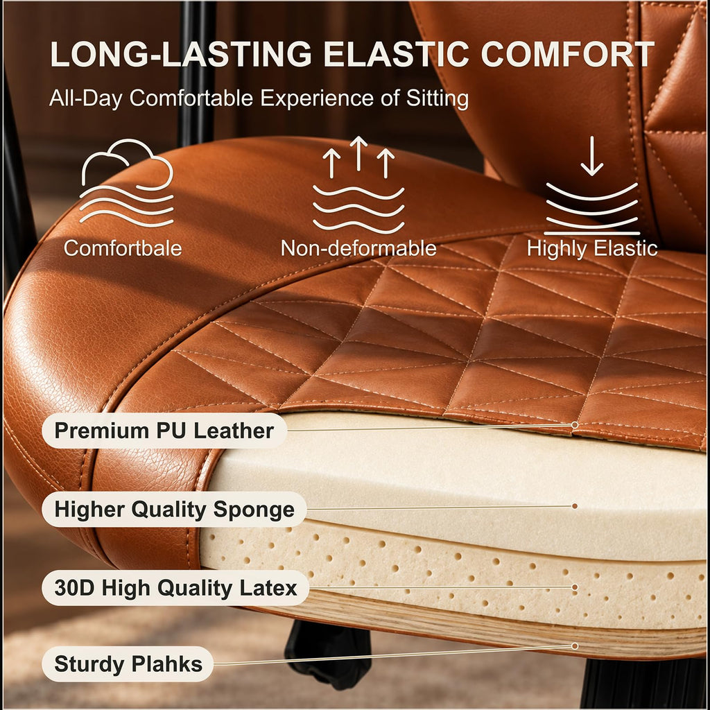 Brown PU Leather Office Chair with Lumbar Support G366