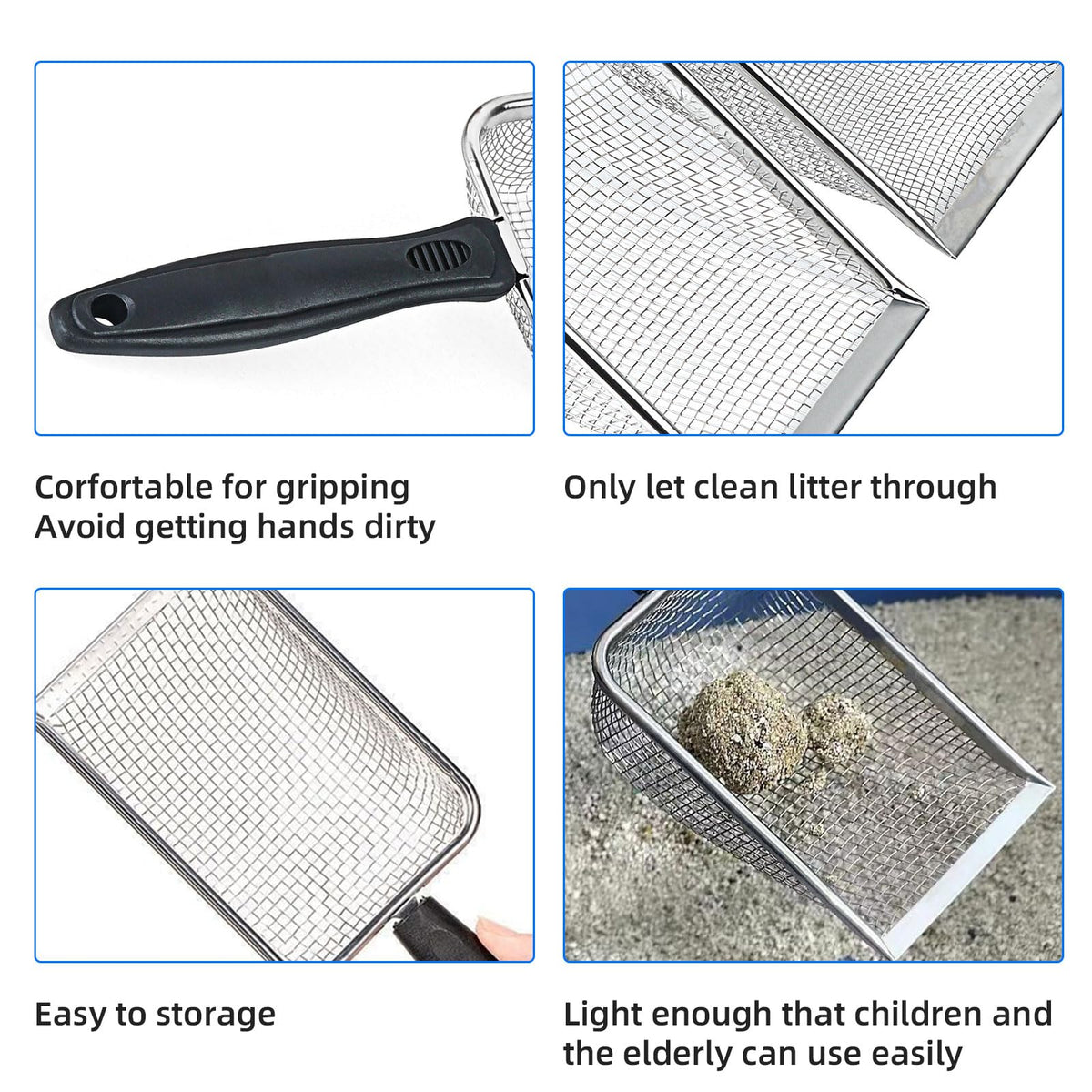 Stainless Steel Mesh Cat Litter Scoop 2.8mm Hole Z75801