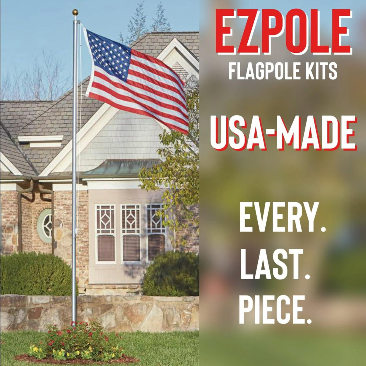 6' Black Aluminum Flagpole with American Flag and Mounting Bracket J63060