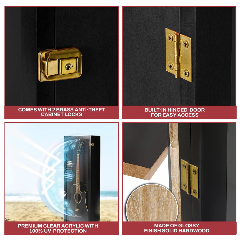 Acoustic Guitar Display Case Wall Mount Black V838