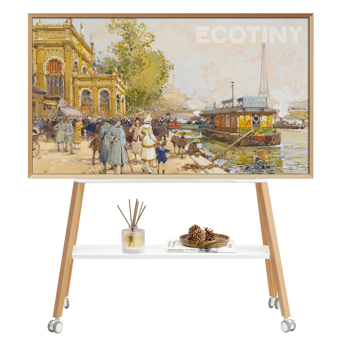 White Rolling Easel TV Stand Z5529