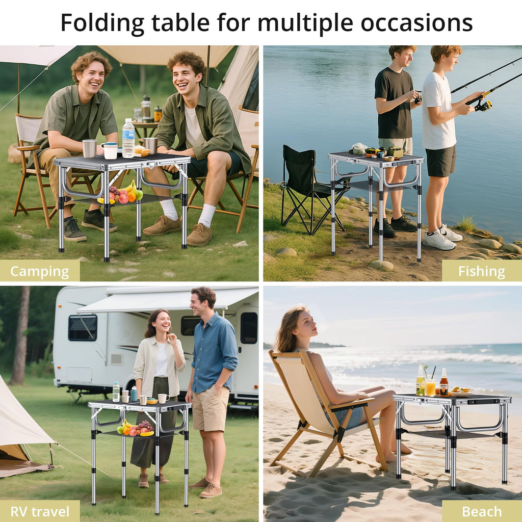 Folding Camping Table 24"X 16" Adjustable Height Z7205