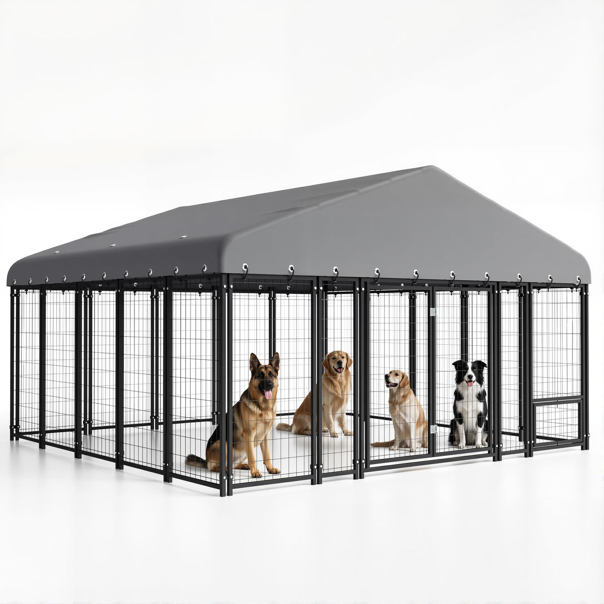 10X10FT Heavy Duty Galvanized Steel Dog Kennel with Roof F2828