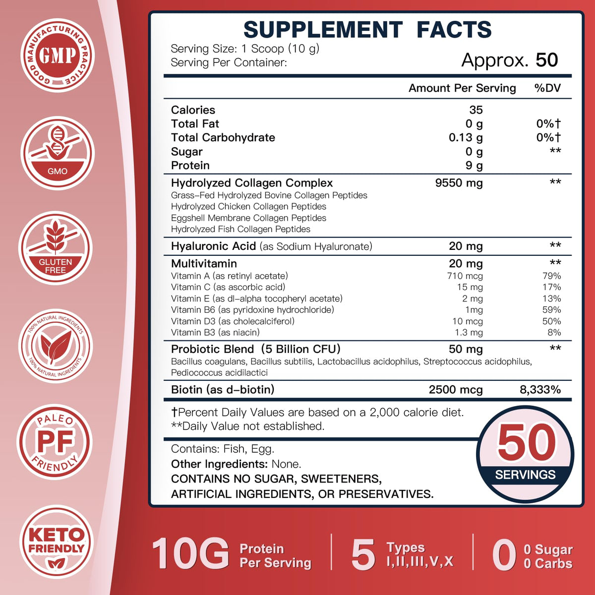Multi Collagen Peptide Powder with Probiotics V6491