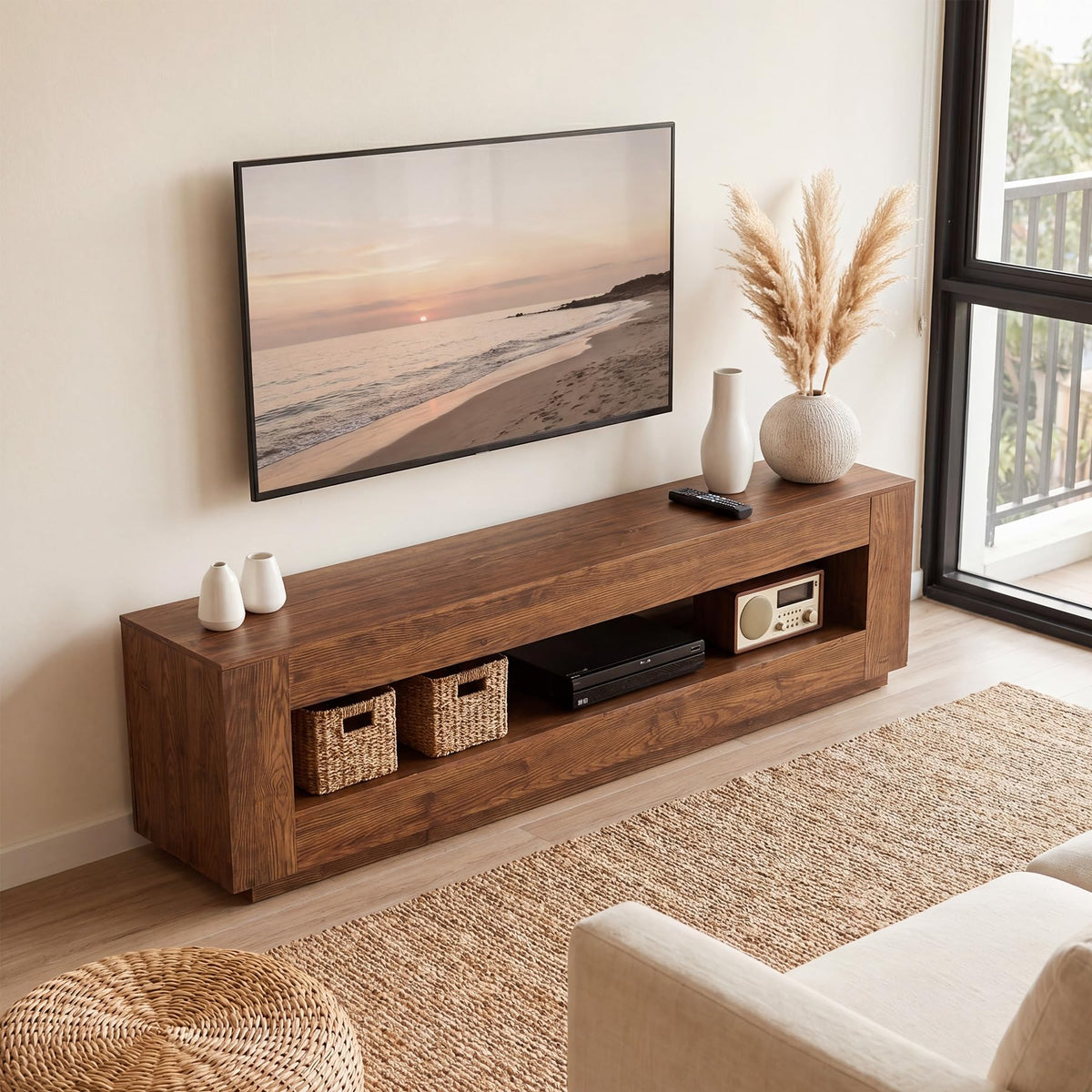 70.86-in Solid Wood 2-Tier TV Stand D192