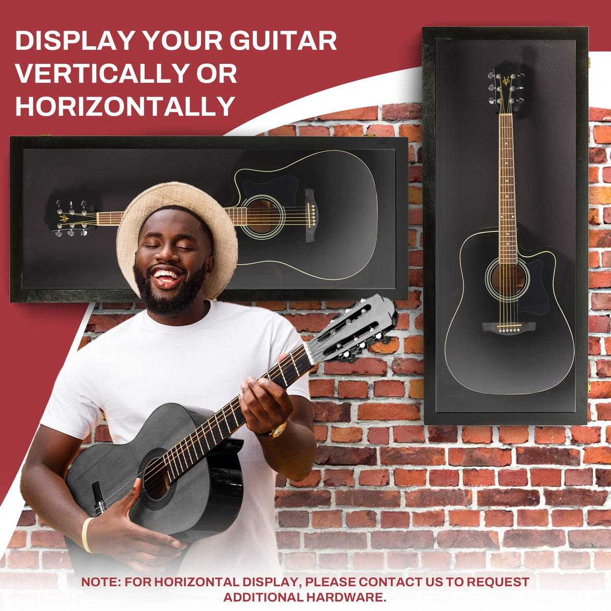 Acoustic Guitar Display Case Wall Mount Black V838