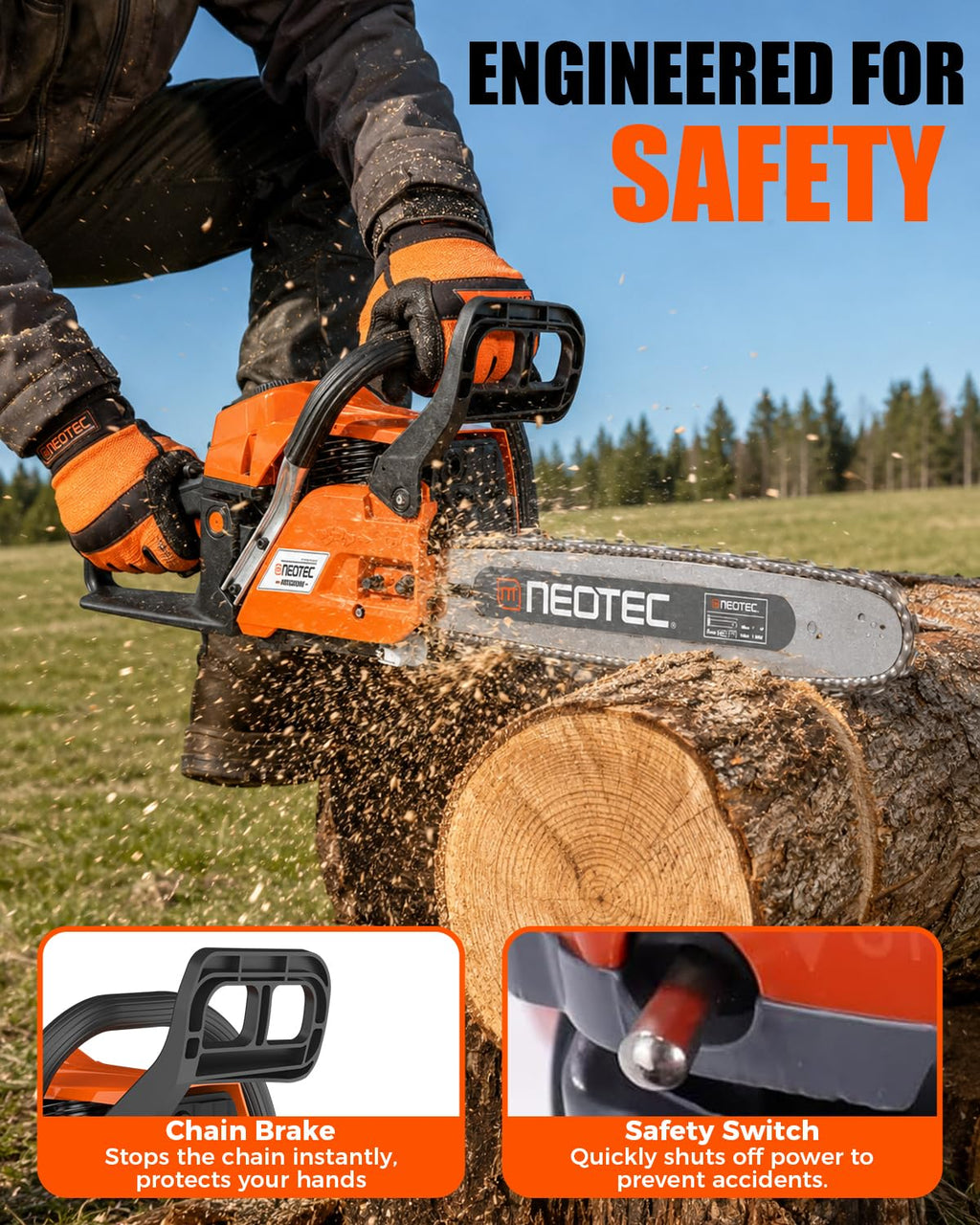 68CC Gas Powered Chainsaw 22 24 Inch Bars 2-Cycle Z7802
