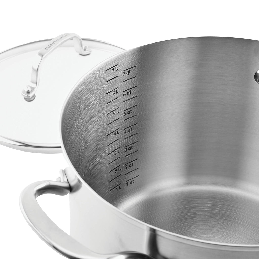 Stainless Steel 3-Ply Base Induction Stock Pot with Lid, 8-Quart F851