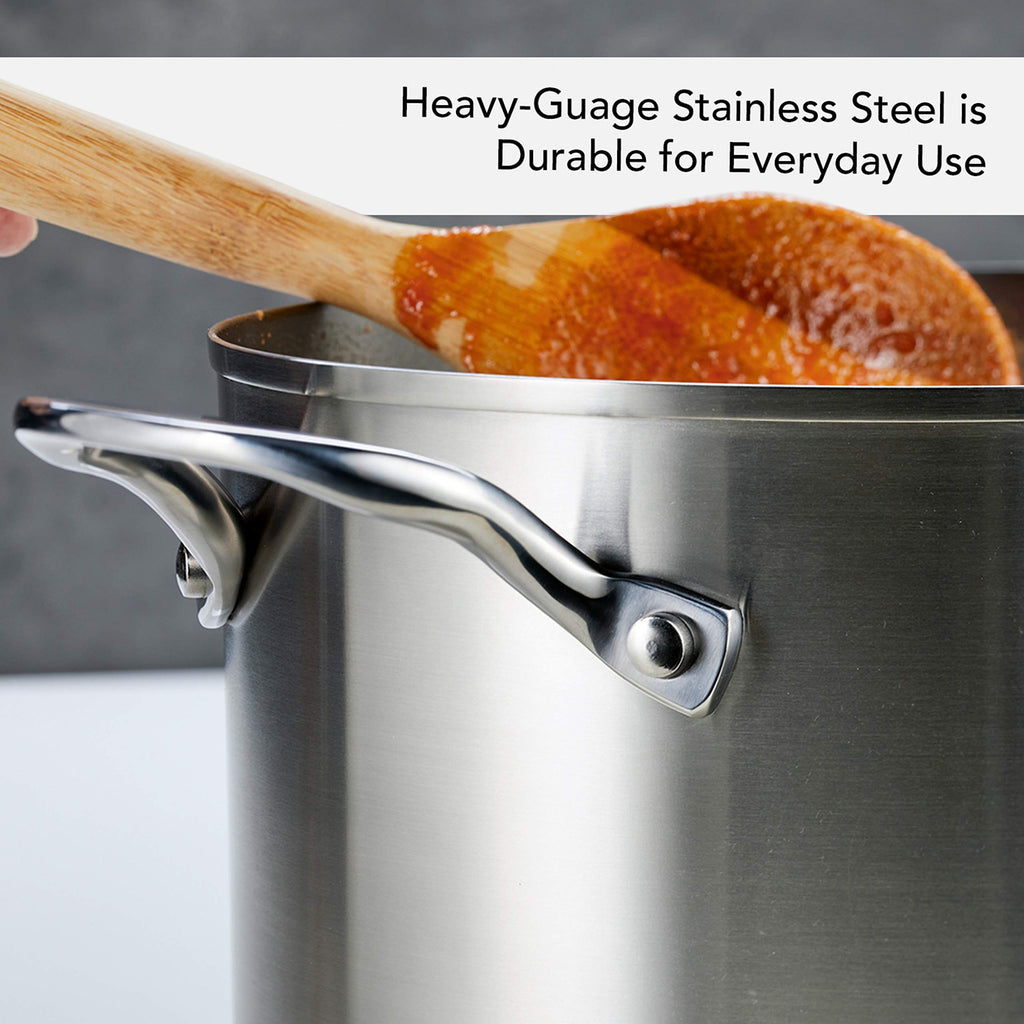 Stainless Steel 3-Ply Base Induction Stock Pot with Lid, 8-Quart F851