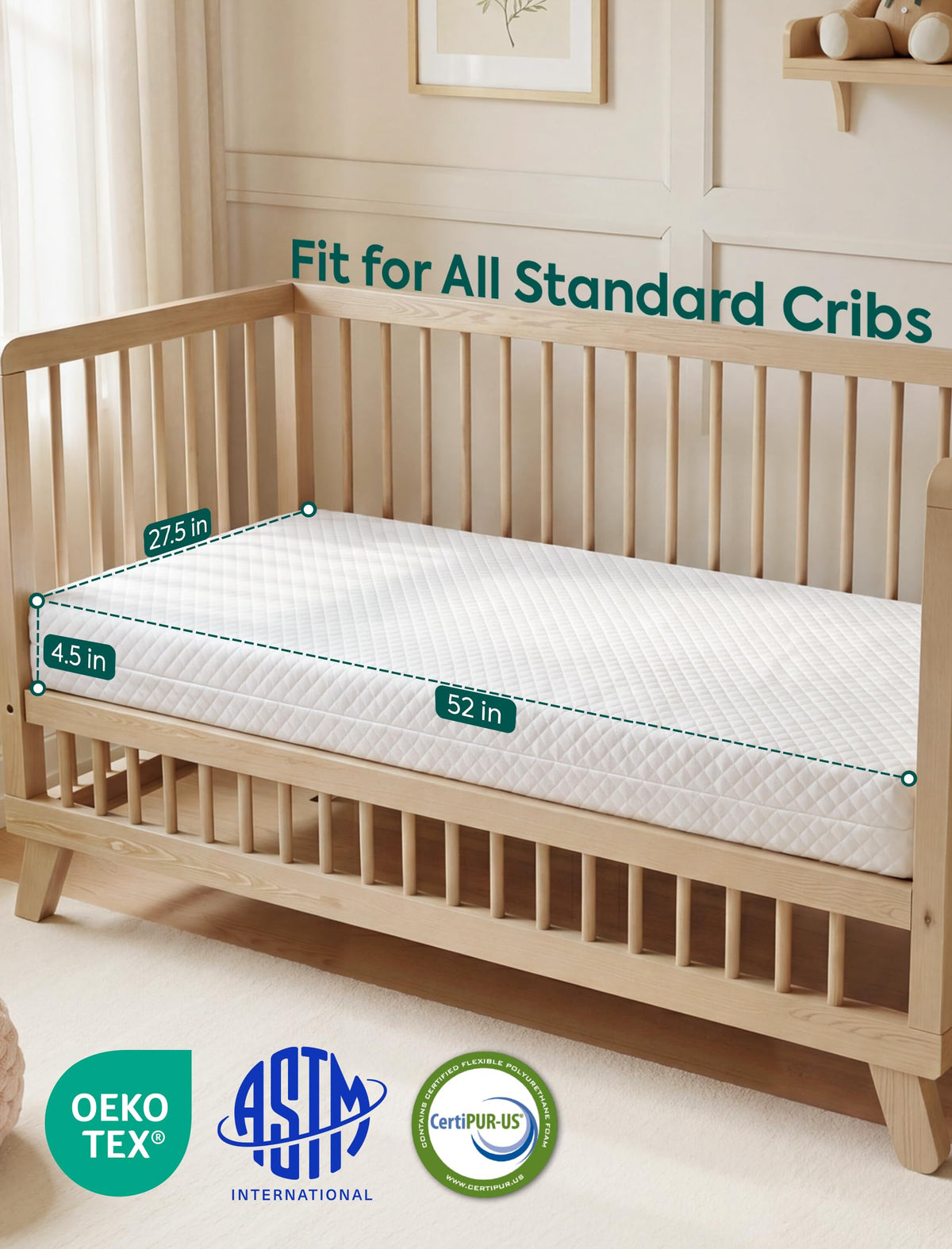 Dual-Sided Memory Foam Waterproof Crib Mattress I550