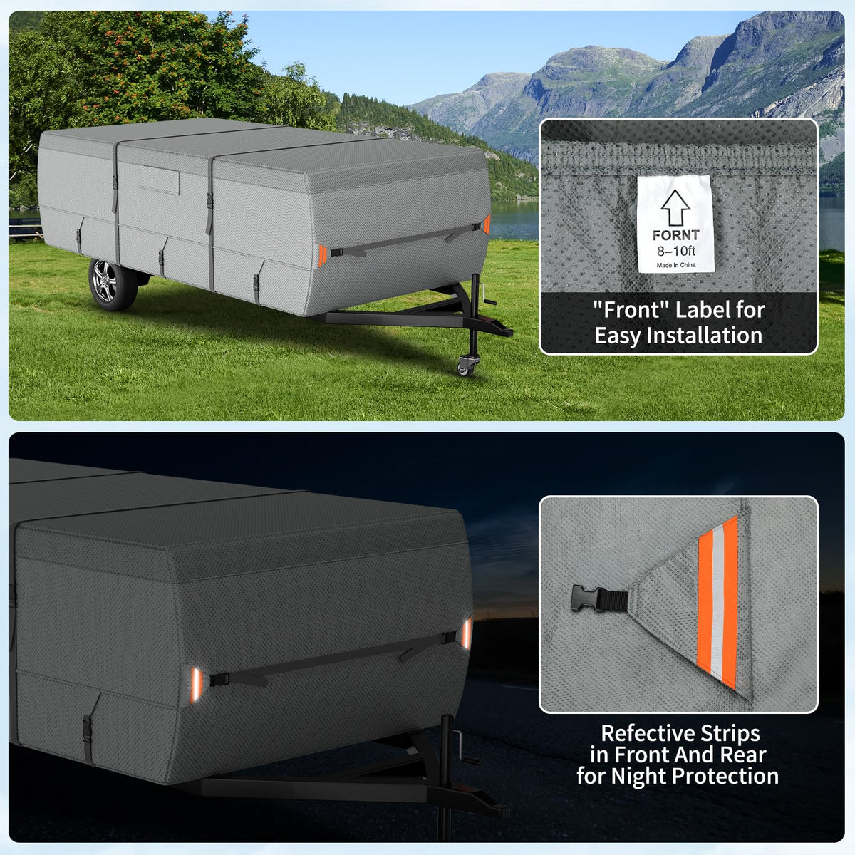 Waterproof Pop Up Camper Tent Trailer Cover 10'-12' R191