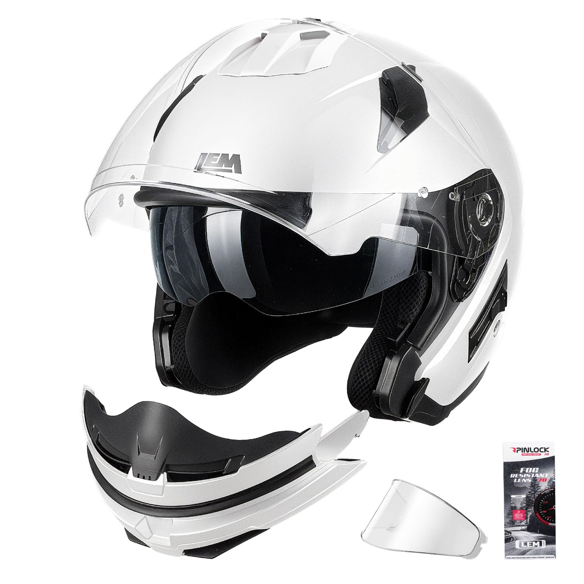White Medium Full Face Motorcycle Helmets K110