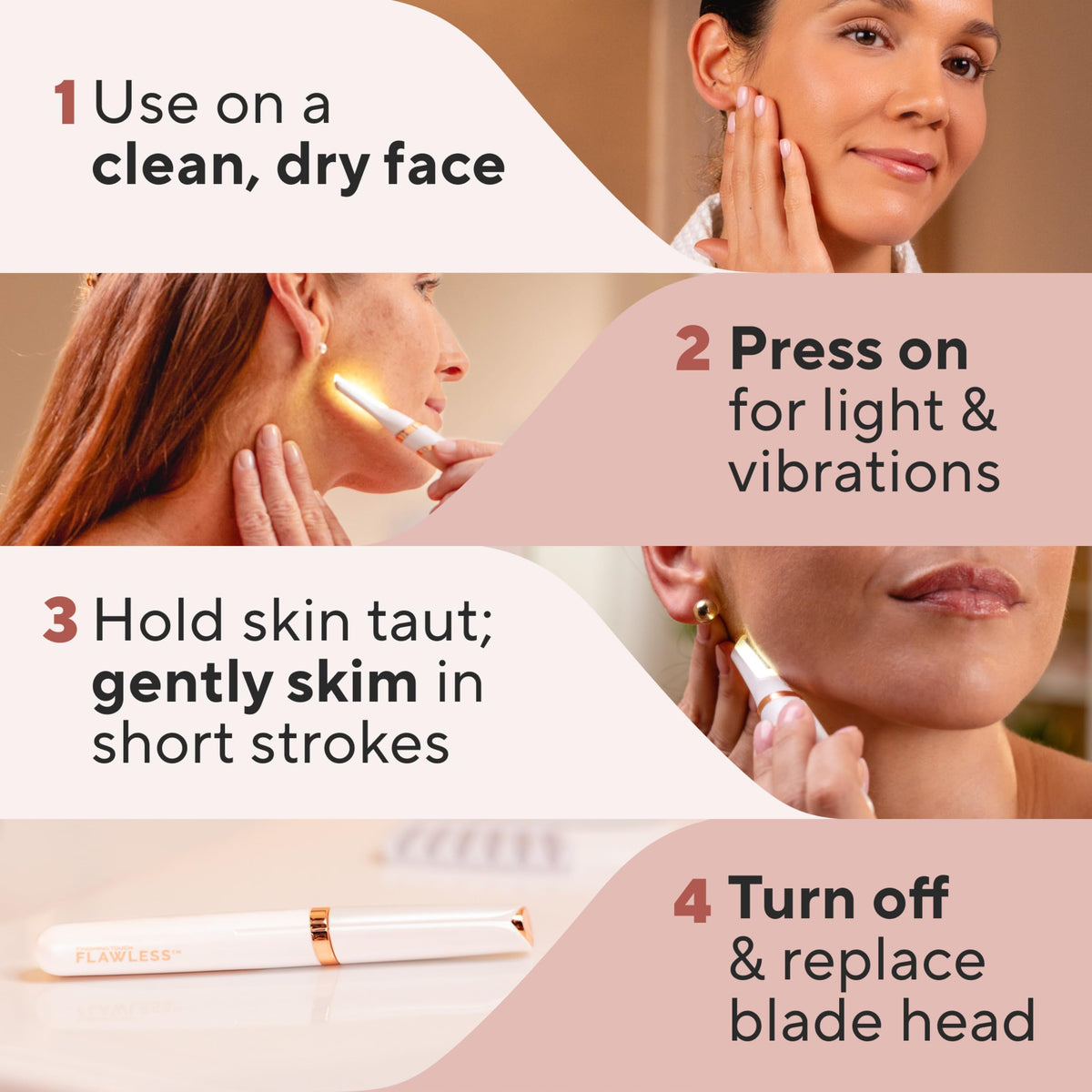 Lighted Electric Facial Exfoliator with 6 Replacement Heads M42650