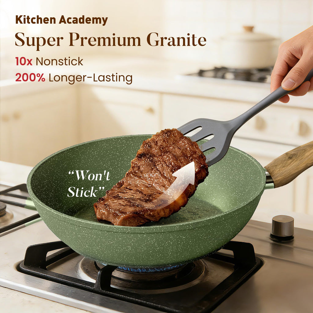 Non Stick Sage Green Cookware Set I91470