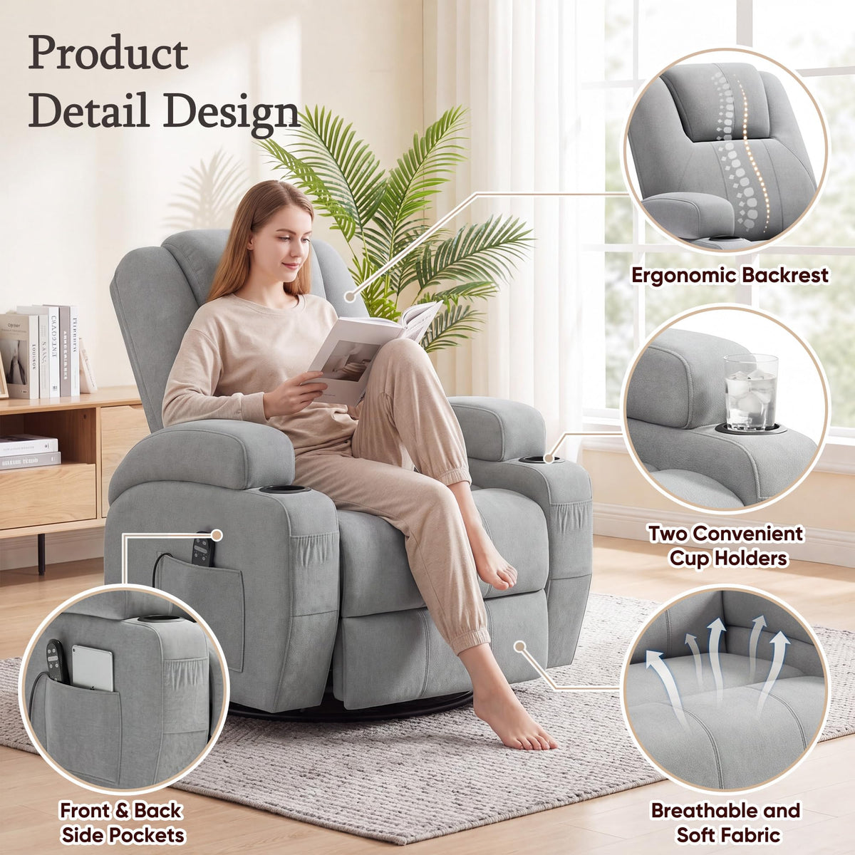 Rocking Recliner Chair with Massage K353402