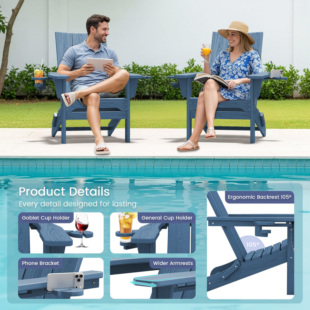 Blue Folding Adirondack Chairs Set of 6 U852172