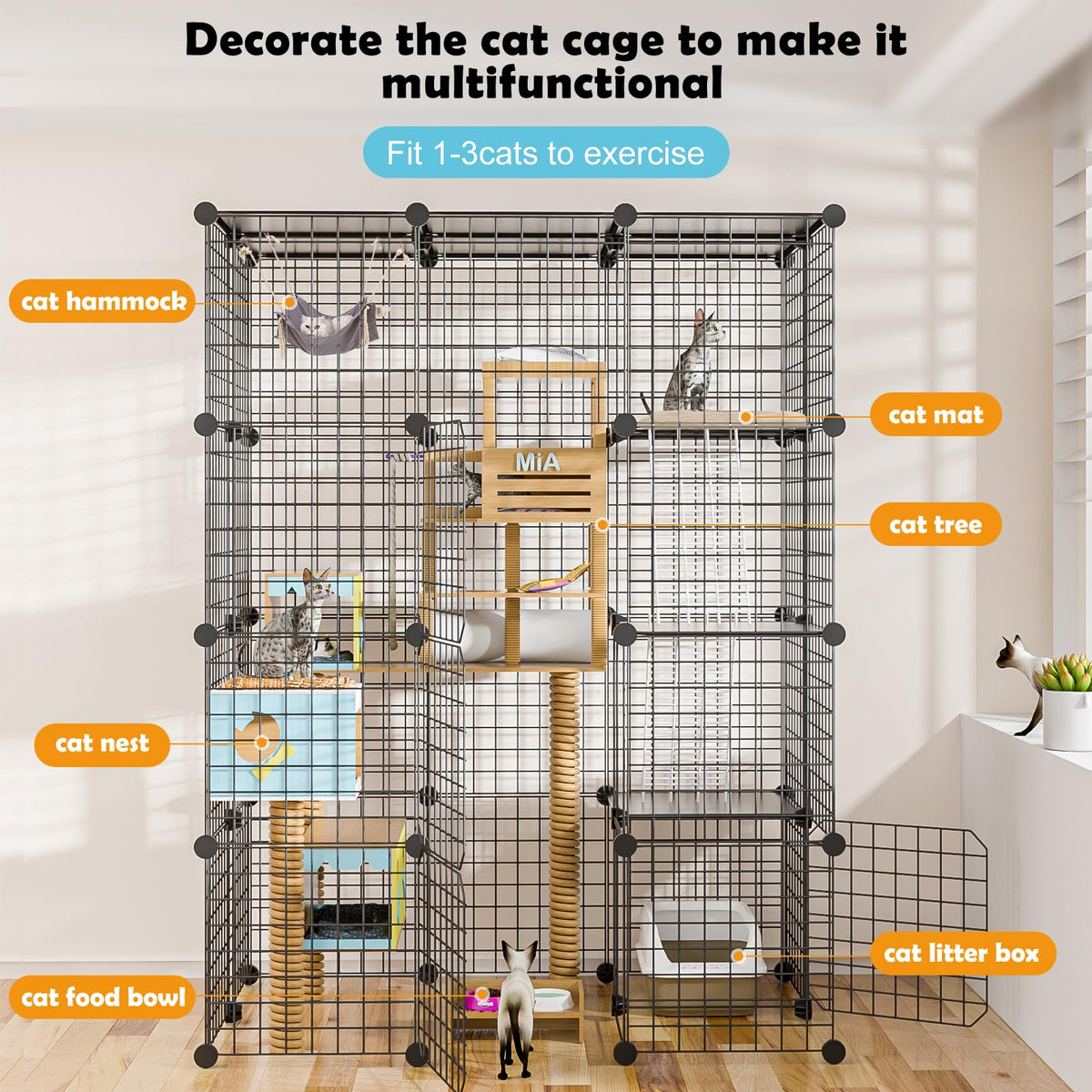 Large Detachable Metal Wire Cat Enclosure T2493