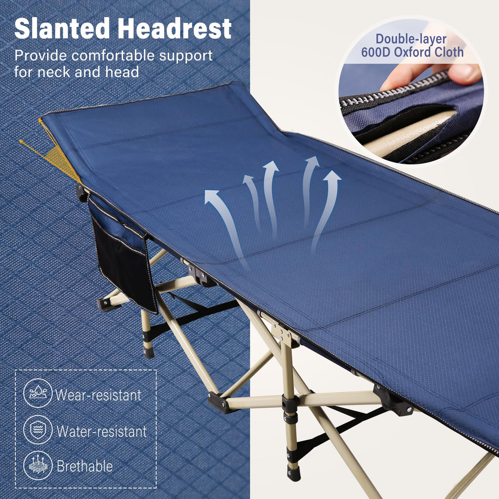 2-Pack Extra Wide Heavy Duty Folding Camping Cots Blue A3949