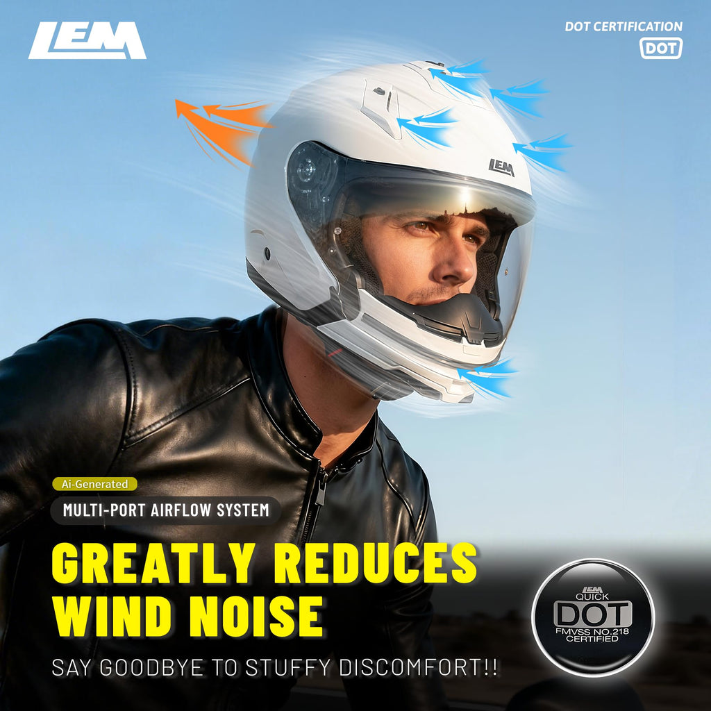 White Medium Full Face Motorcycle Helmets K110