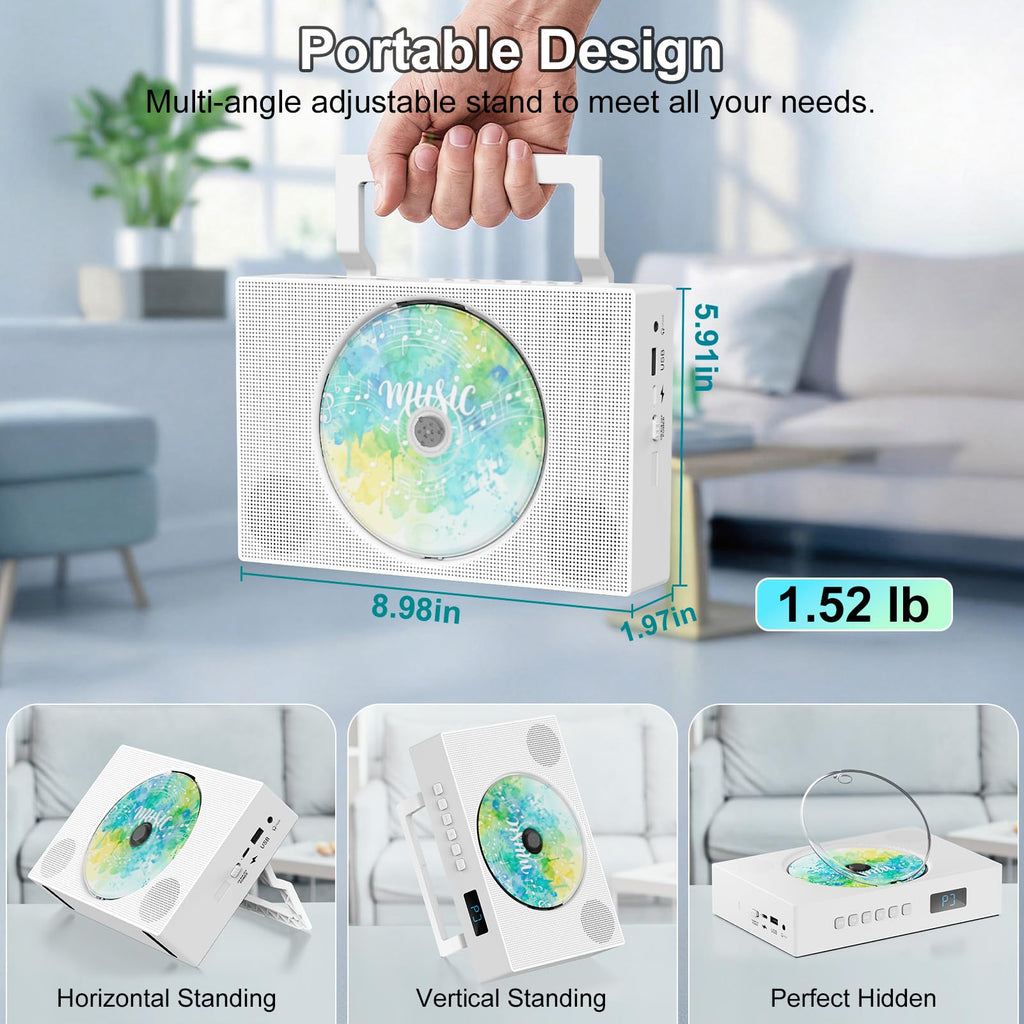 Portable CD Player with Bluetooth & Speakers N11565