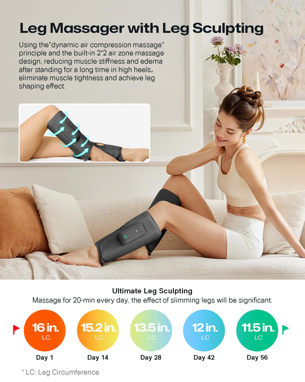 Smart Calf Massager with Air Compression, Adjustable Heat P386523