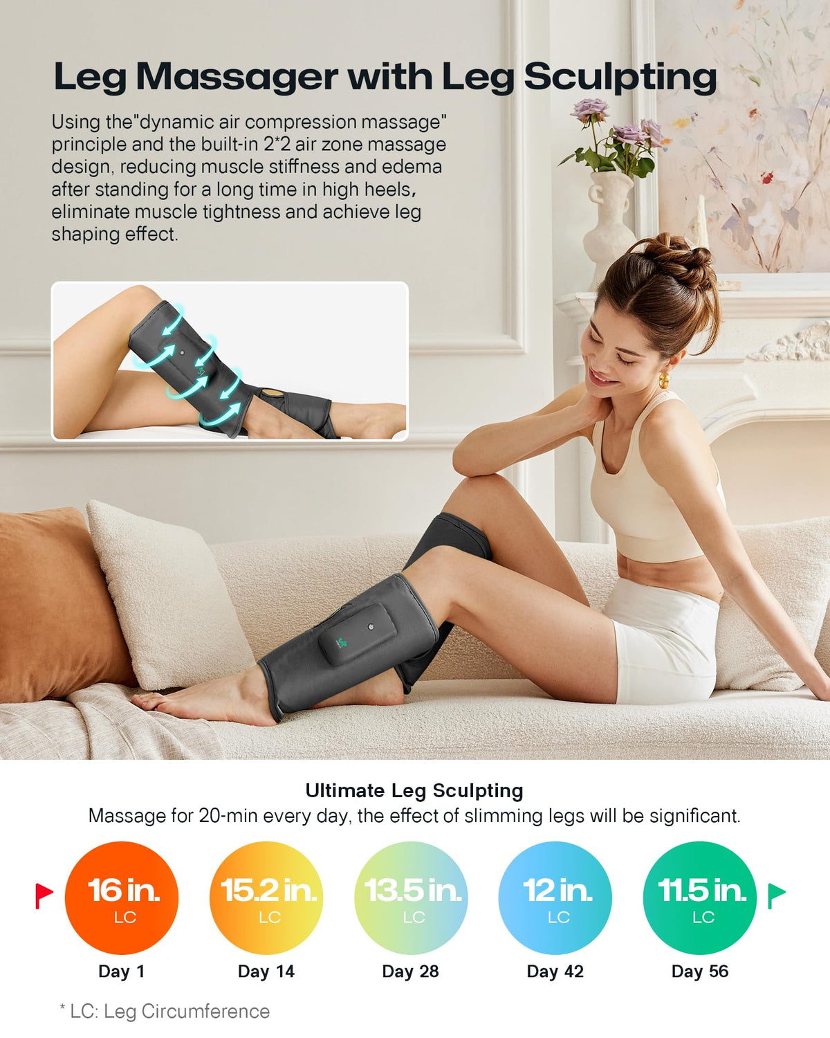 Smart Calf Massager with Air Compression, Adjustable Heat P386523