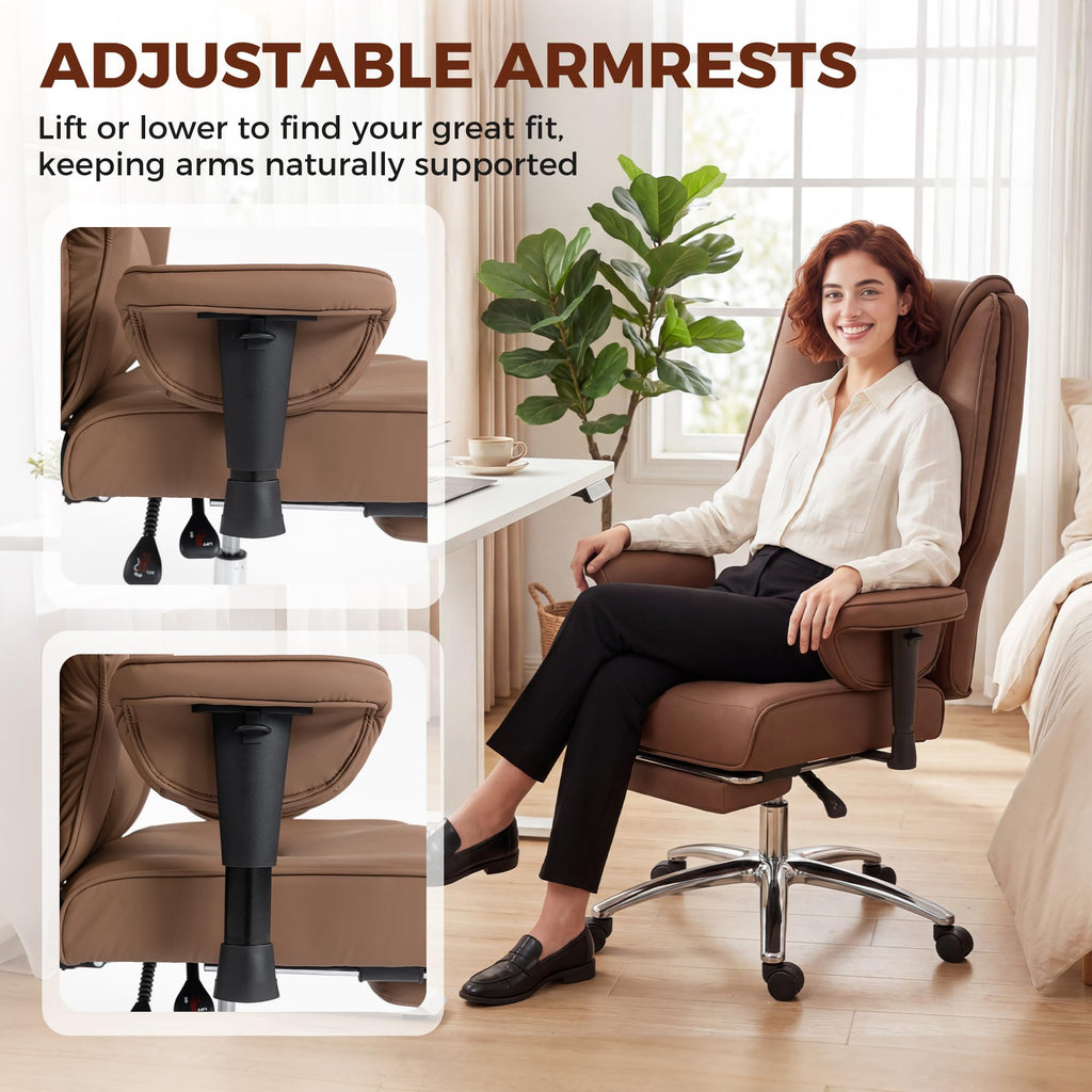 Brown Ergonomic Reclining Office Chair with Footrest P36989