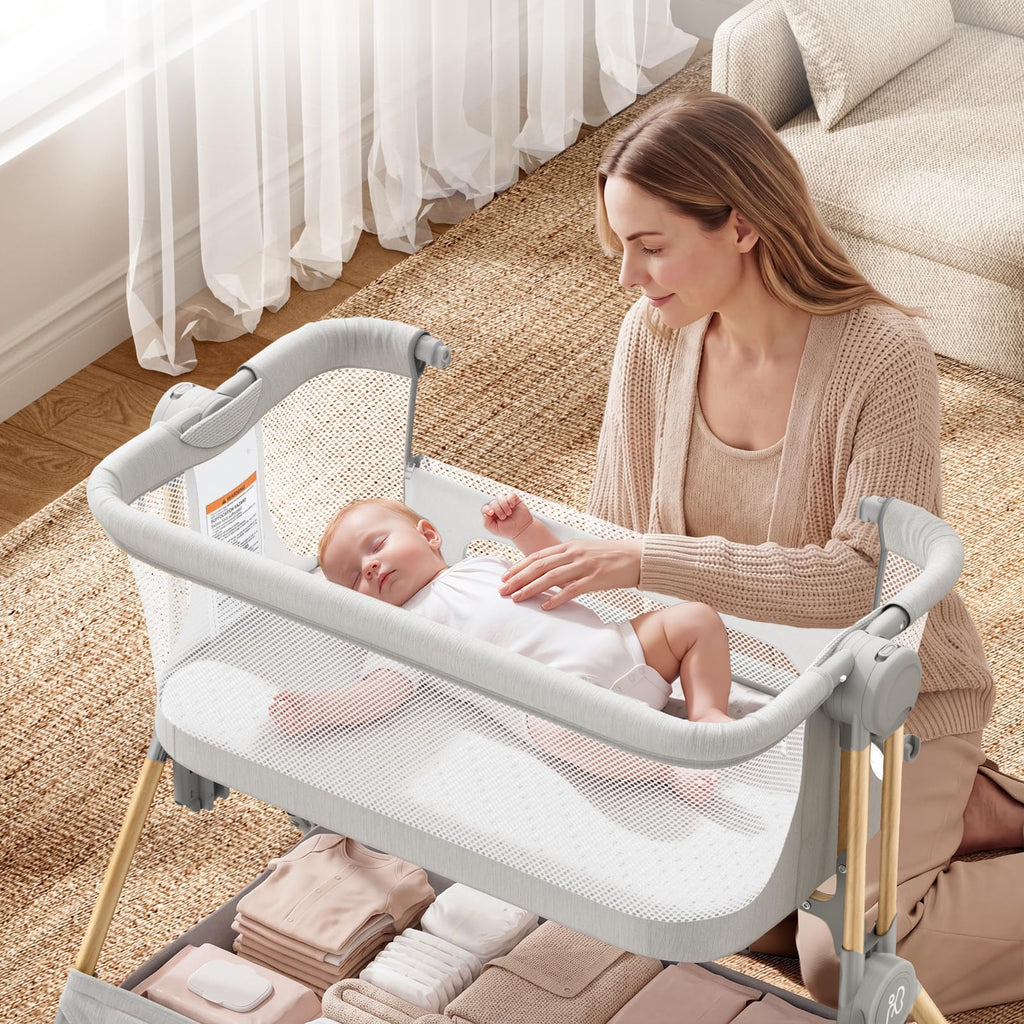 Baby Bassinet, 3-in-1 Bedside Sleeper, Foldable Crib G295251