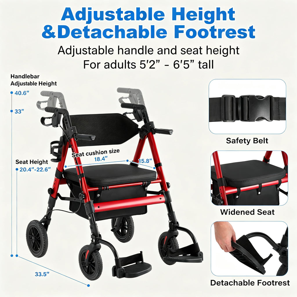 2-in-1 Rollator Wheelchair Combo H8792