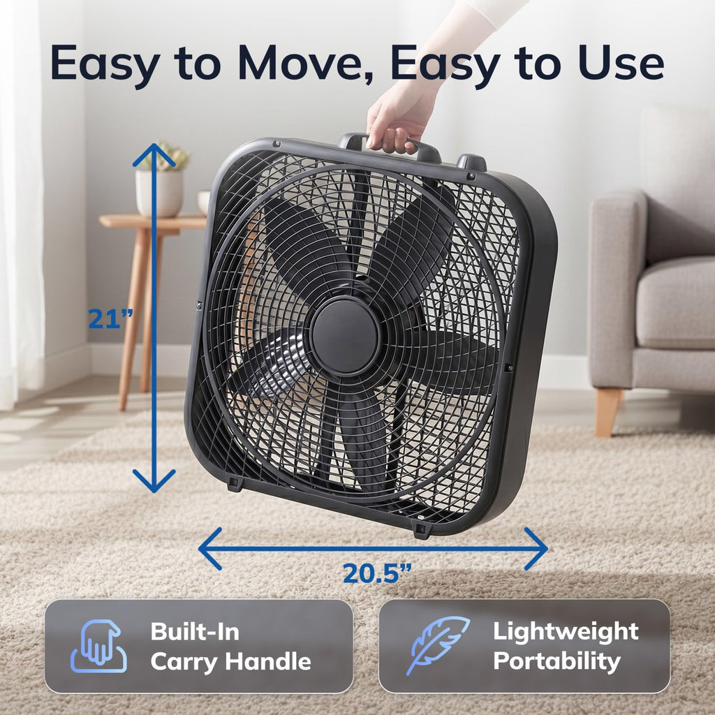 20" Classic Box Fan, 3 Speeds, Black Y644