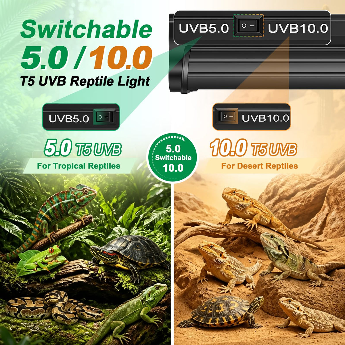 12Inch T5 UVB Reptile Light Fixture Combo Kit with Cycle Timer O572