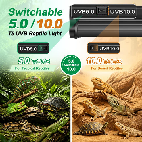 12Inch T5 UVB Reptile Light Fixture Combo Kit with Cycle Timer O572