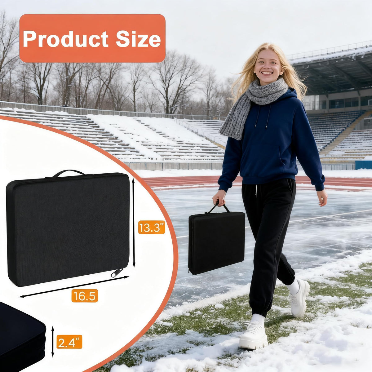 Black 2 Pack Heated Stadium Seat Cushions Y926