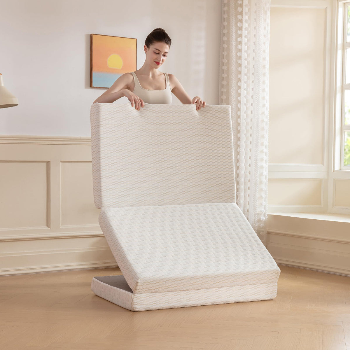3 Inch Twin Tri Fold Memory Foam Mattress Topper L910019
