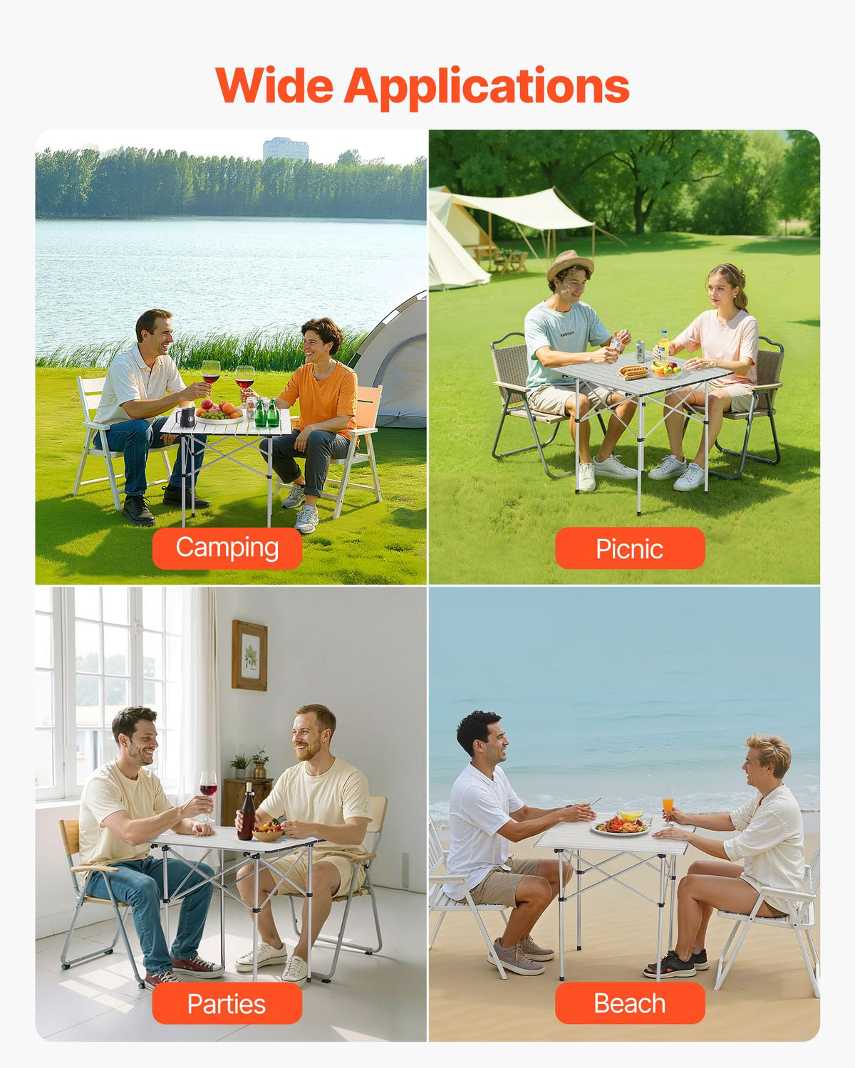 Folding Camping Table 28 inch Silver E2361