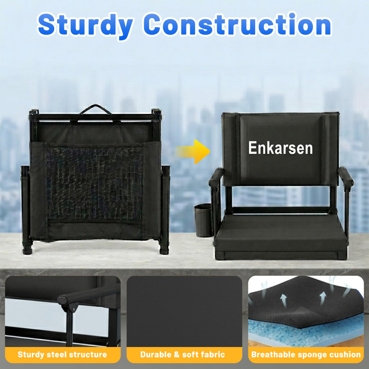 Portable Stadium Seat with Armrests & Cup Holder G9514
