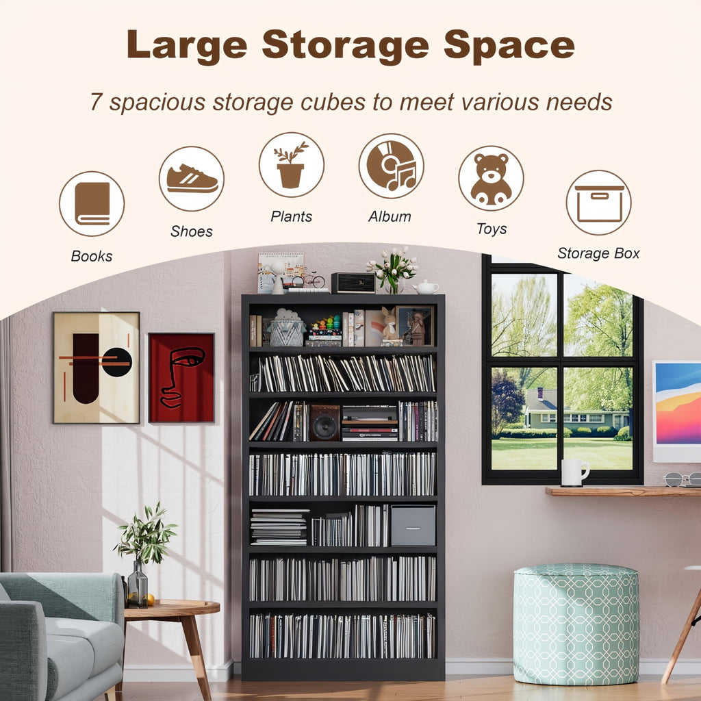 55" Metal Media Storage Cabinet with 6 Adjustable Shelves Q9015