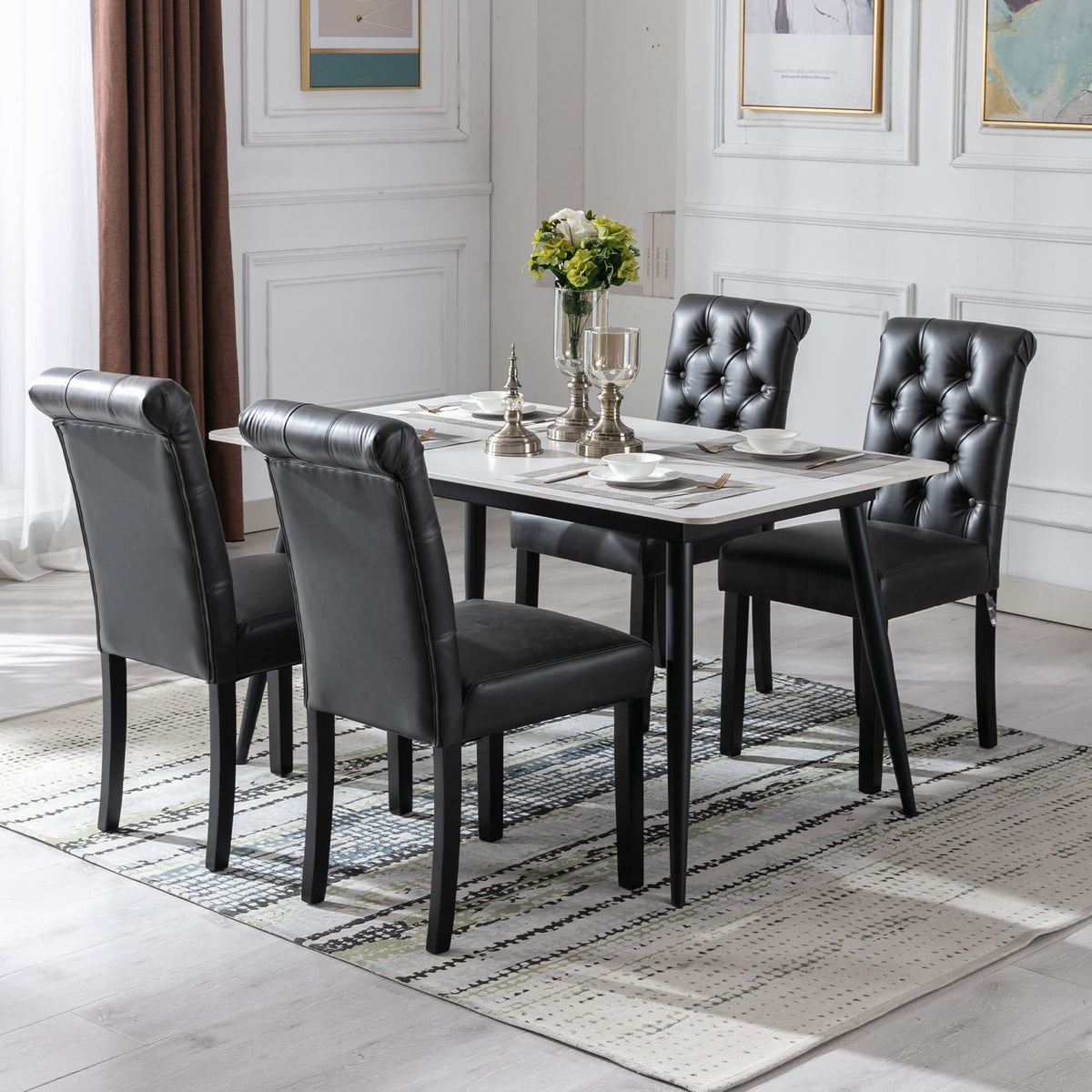 Black PU Leather Dining Chairs Set of 4 R30667