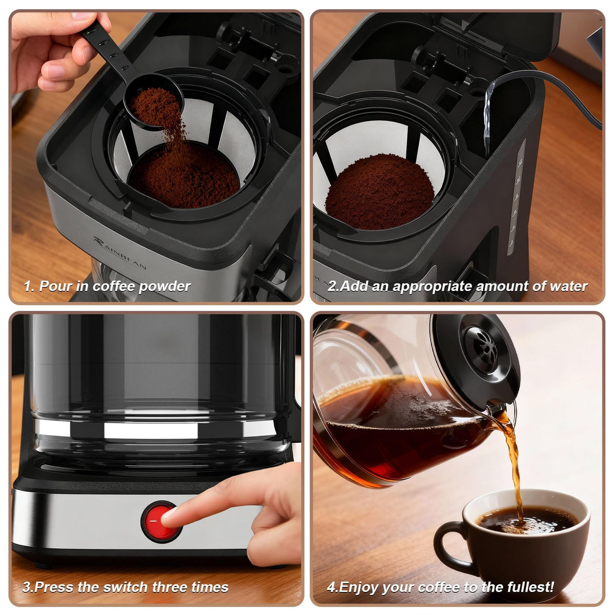 12-Cup Drip Coffee Maker with Glass Carafe Y7372