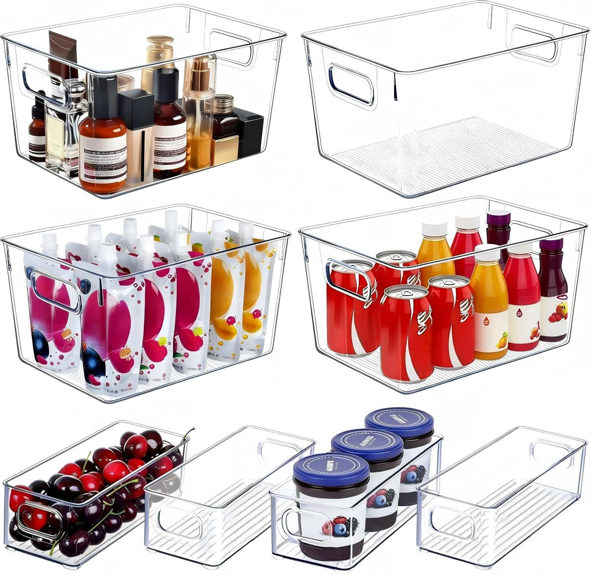 Set of 8 Clear Plastic Stackable Storage Bins O29708