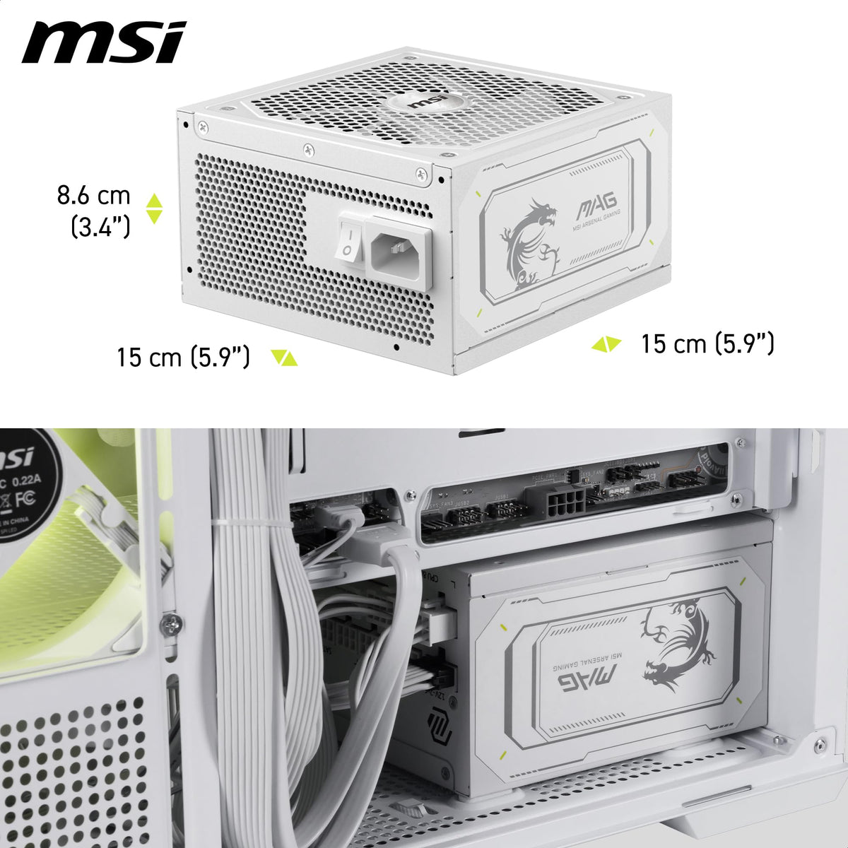 White 1000W Fully Modular 80+ Gold ATX 3.1 Power Supply J65971
