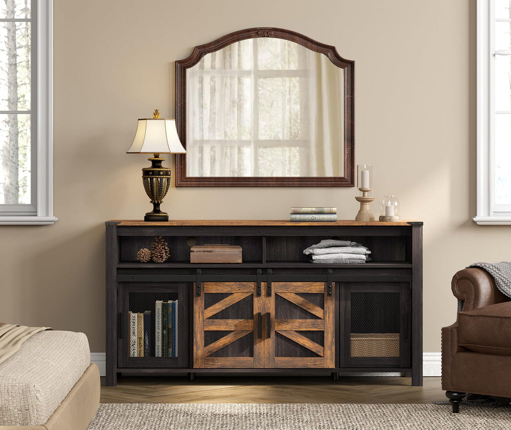 Dark Walnut Black Entertainment Center F3119