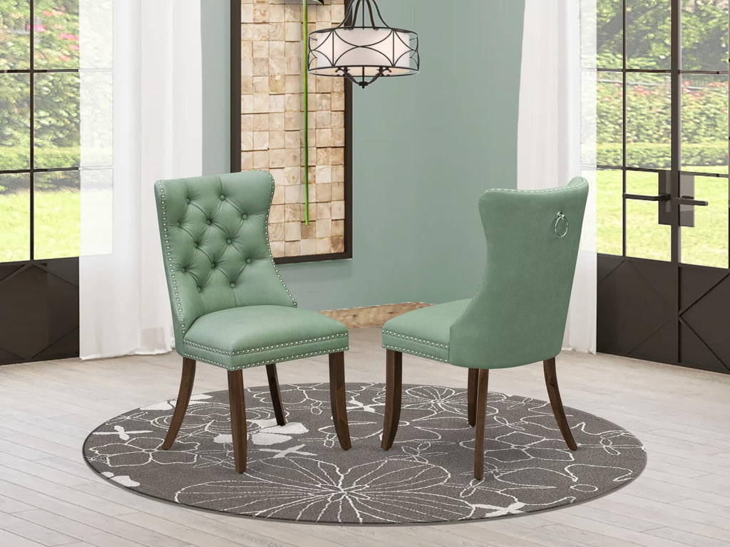 Set of 2 Willow Green Faux Leather Parson Dining Chairs R749541