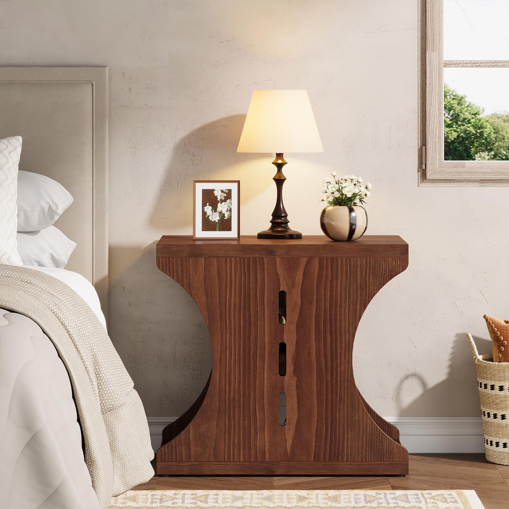 Brown Solid Wood Side End Table Y179358