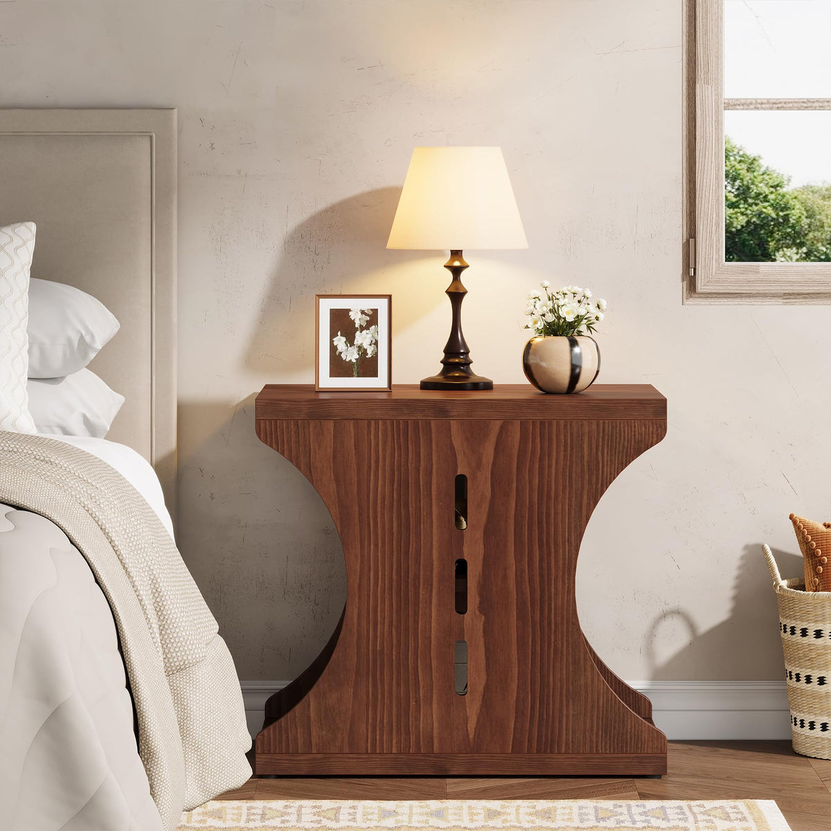 Brown Solid Wood Side End Table Y179358